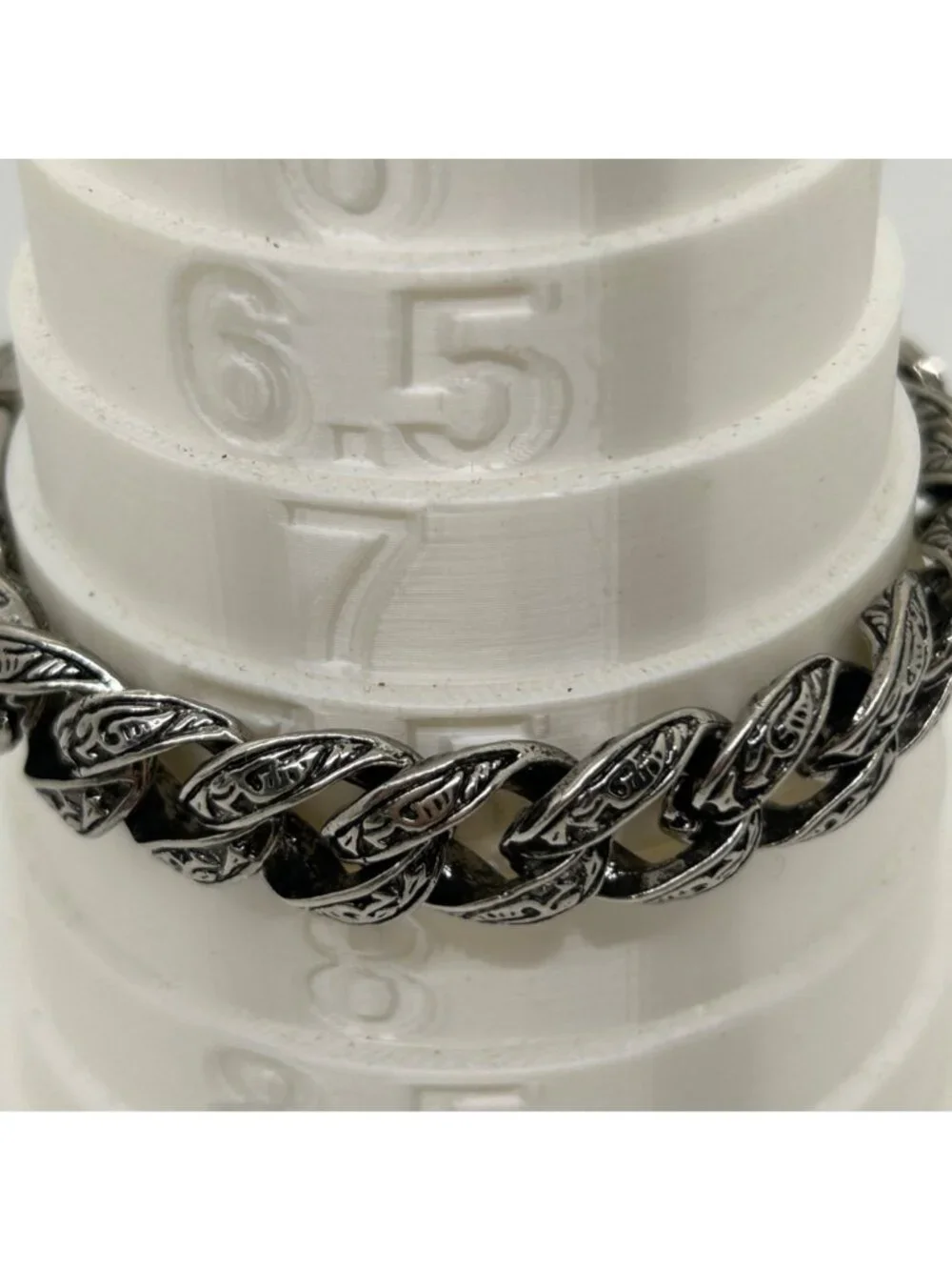 Men's Vintage Stainless Steel Curb Chain Bracelet Tribal Tattoo Etched Design